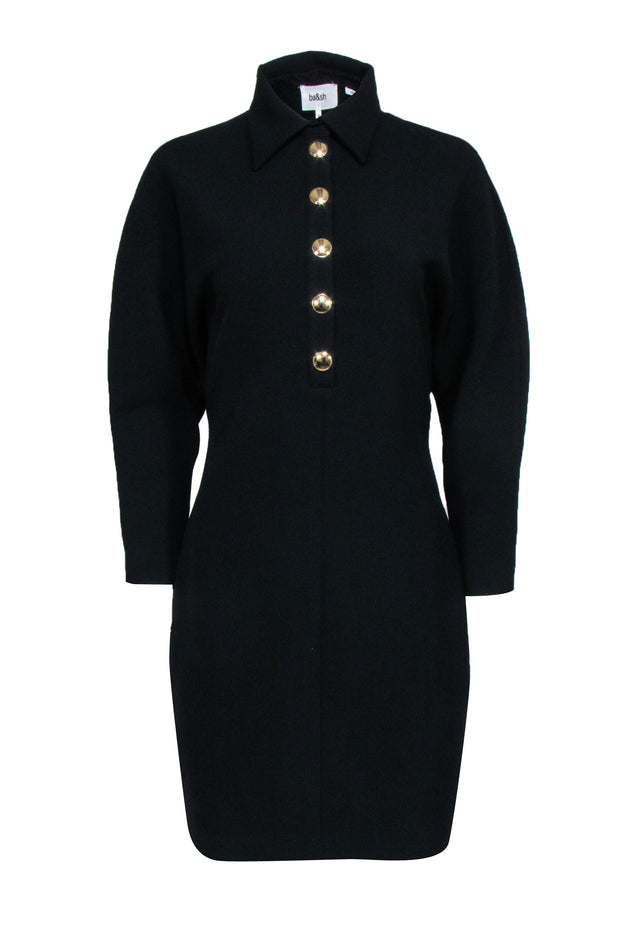 Current Boutique-Ba&sh - Black Collar Shirt Dress w/ Gold Buttons Sz 6