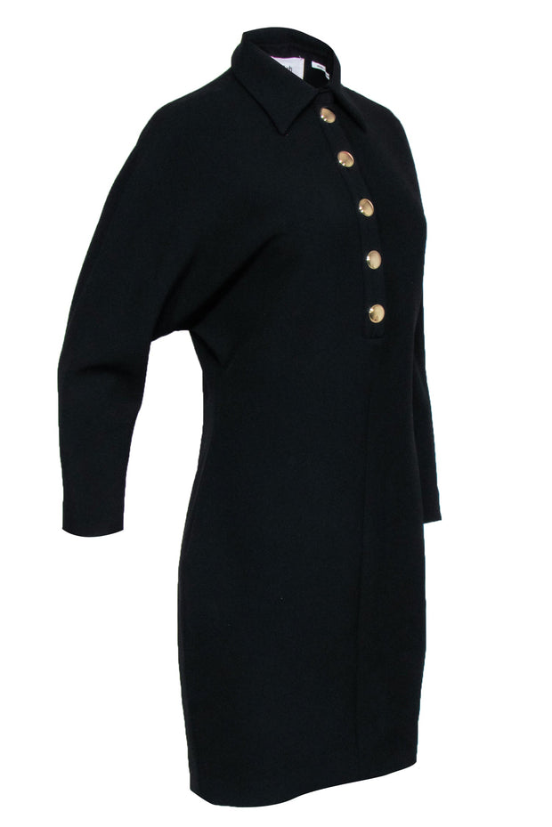 Current Boutique-Ba&sh - Black Collar Shirt Dress w/ Gold Buttons Sz 6