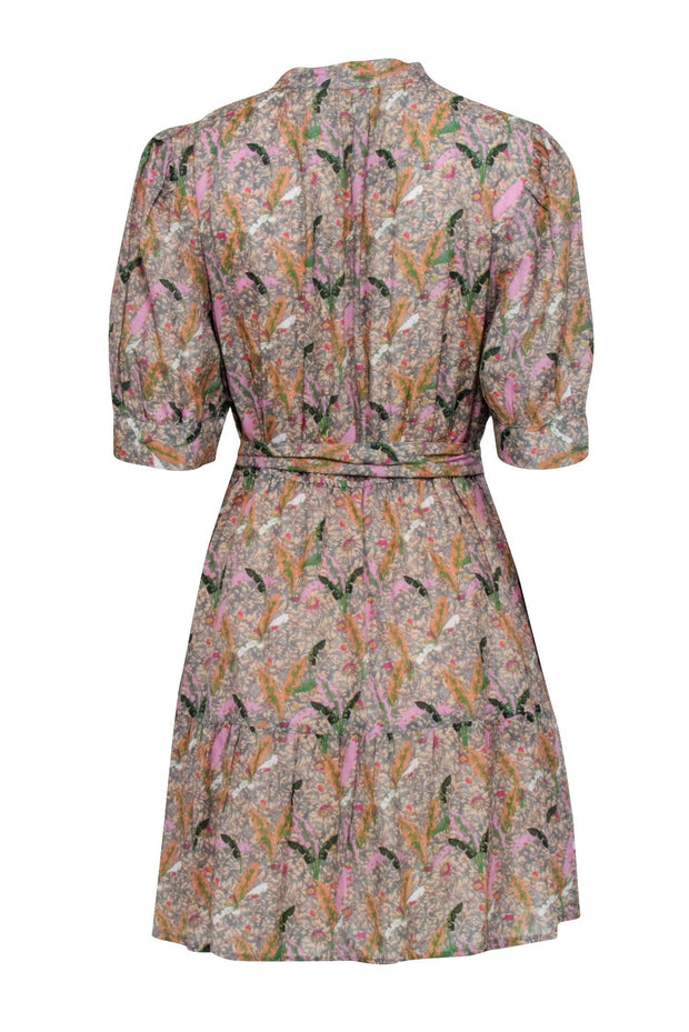 Current Boutique-Ba&sh - Green & Multi Color Floral Print Short Sleeve Dress Sz 6