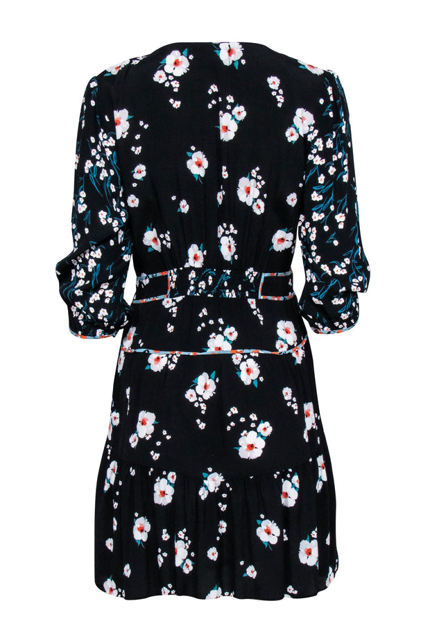 Current Boutique-Ba&sh - Black Floral Print Crepe "Belize" Mini Dress Sz 8