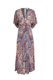 Current Boutique-Ba&sh - Beige, Purple, & Orange Paisley Print Midi Dress Sz 6