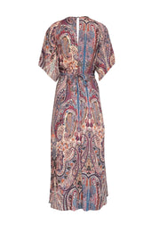 Current Boutique-Ba&sh - Beige, Purple, & Orange Paisley Print Midi Dress Sz 6