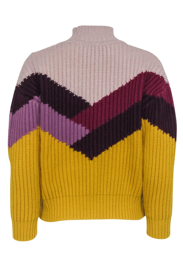 Current Boutique-Ba&sh - Purple, Mustard Yellow, & Beige Color Block Sweater Sz 4