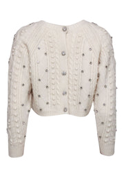Current Boutique-Ba&sh - Ivory Knit Jeweled Detail Crop Sweater Sz XS