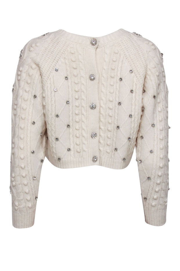 Current Boutique-Ba&sh - Ivory Knit Jeweled Detail Crop Sweater Sz XS