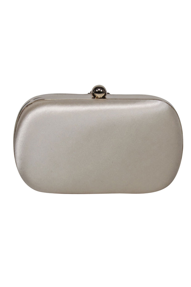 Current Boutique-Badgley Mischka - Cream Satin Clutch w/ Jewel Front