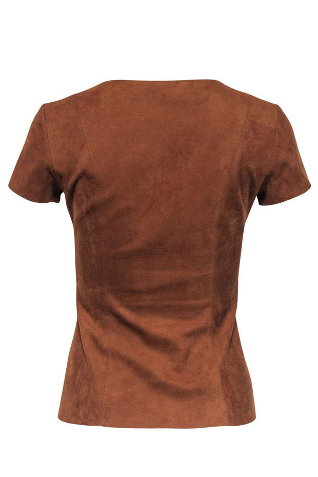 Current Boutique-Bailey 44 - Tan Faux Suede Lace Up Front Top Sz S