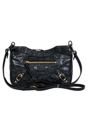 Current Boutique-Balenciaga - Black Leather Textured Crossbody w/ Gold Hardware