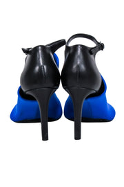 Current Boutique-Balenciaga - Blue Scuba Knit Upper Open Toe Pumps Sz 8