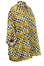 Current Boutique-Balenciaga - Gold, Black, & White Checkered Chain Print Top Sz 4