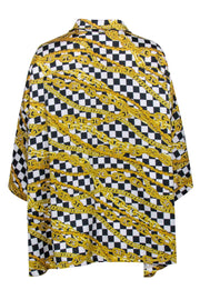 Current Boutique-Balenciaga - Gold, Black, & White Checkered Chain Print Top Sz 4