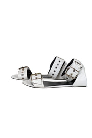 Current Boutique-Balenciaga - White Leather Strappy Buckle Detail Sandals Sz 10