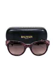 Current Boutique-Balmain - Dark Magenta Tortoise Rounded Sunglasses