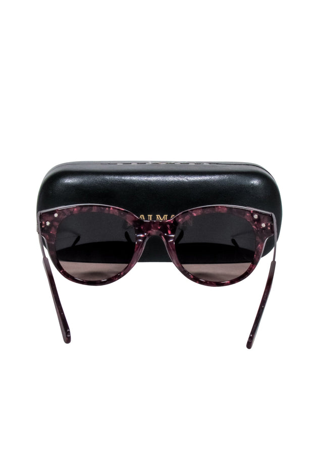 Current Boutique-Balmain - Dark Magenta Tortoise Rounded Sunglasses