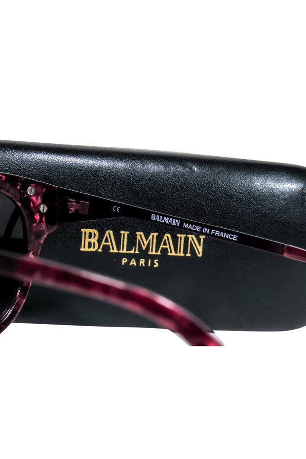 Current Boutique-Balmain - Dark Magenta Tortoise Rounded Sunglasses
