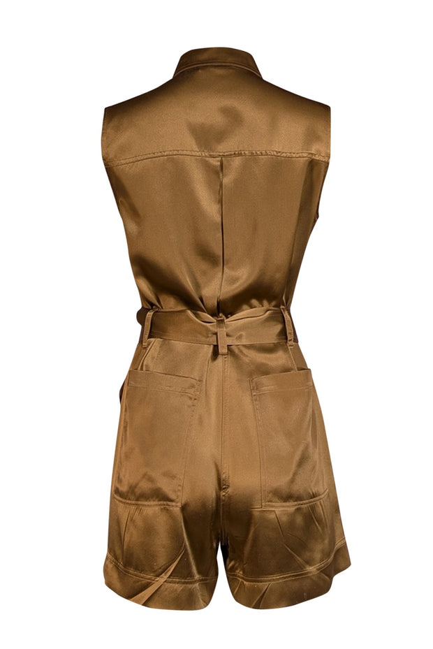 Current Boutique-Banana Republic - Green Silk Belted Romper Sz S