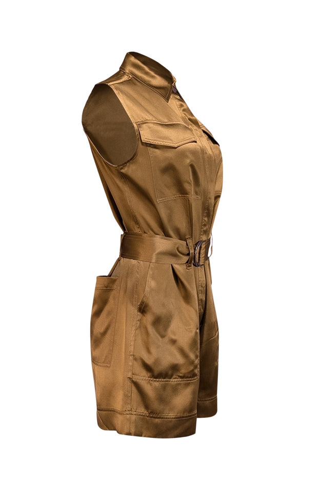 Current Boutique-Banana Republic - Green Silk Belted Romper Sz S