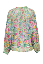 Current Boutique-Banjanan - Light Green Floral Print Blouse Sz M