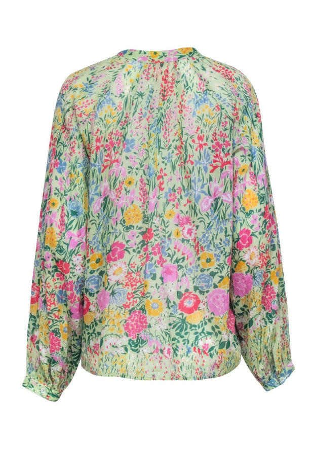 Current Boutique-Banjanan - Light Green Floral Print Blouse Sz M