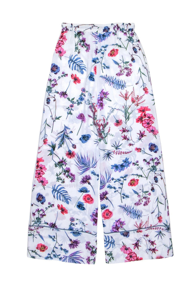 Current Boutique-BCBG Max Azaria - White w/ Multicolor Floral Print Wide Leg Pants Sz XS