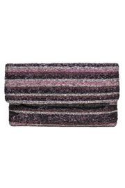 Current Boutique-BCBG Max Azria - Purple & Beige Beaded Fold-Over Clutch