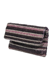 Current Boutique-BCBG Max Azria - Purple & Beige Beaded Fold-Over Clutch