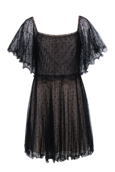 Current Boutique-BCBG Max Azria - Black Mesh Off the Shoulder Polka Dot Mini Dress Sz 10