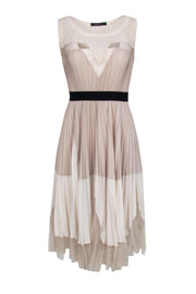 Current Boutique-BCBG Max Azria - Beige Pleated Sleeveless Dress Sz 2