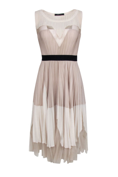Current Boutique-BCBG Max Azria - Beige Pleated Sleeveless Dress Sz 2
