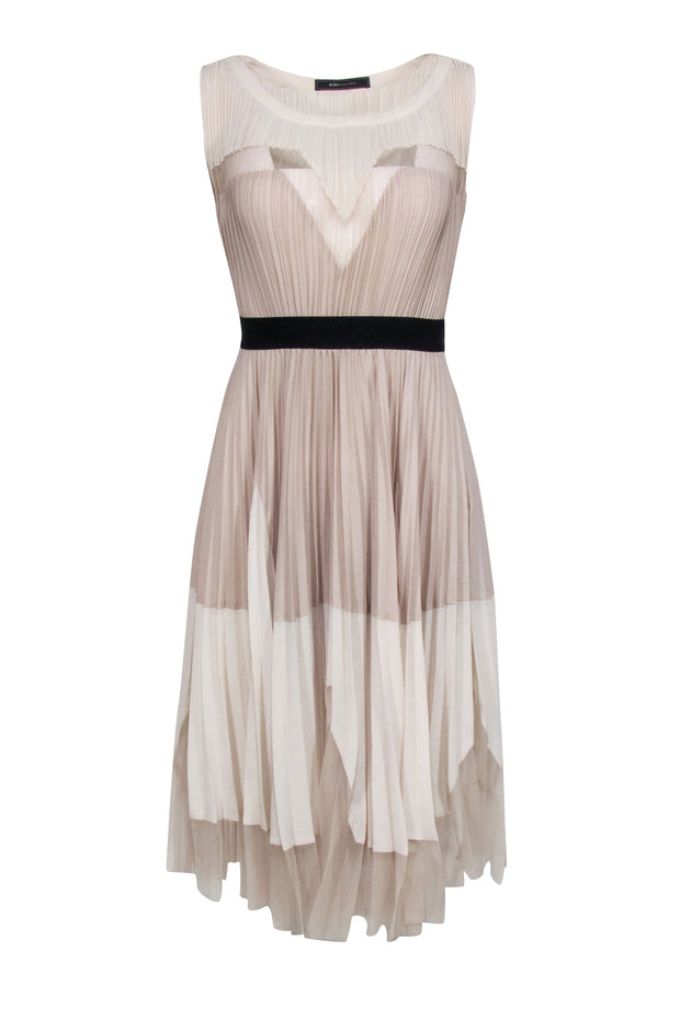 Current Boutique-BCBG Max Azria - Beige Pleated Sleeveless Dress Sz 2