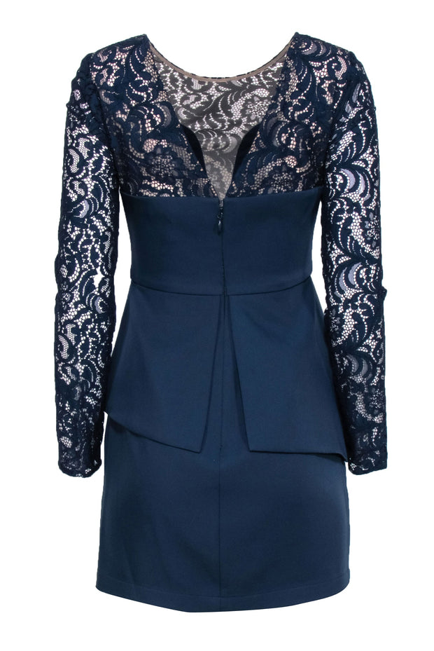 Current Boutique-BCBG Max Azria - Navy Blue Long Sleeve Lace Dress Sz 2