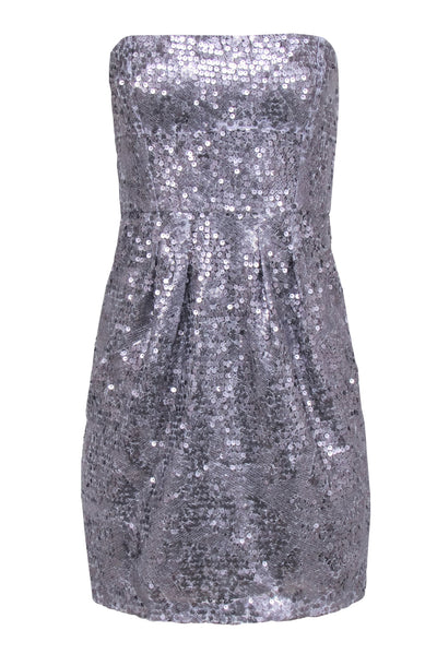 Current Boutique-BCBG Max Azria - Pewter Sequined Strapless Mini Dress Sz 2