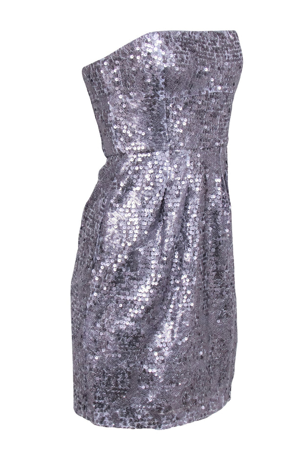 Current Boutique-BCBG Max Azria - Pewter Sequined Strapless Mini Dress Sz 2