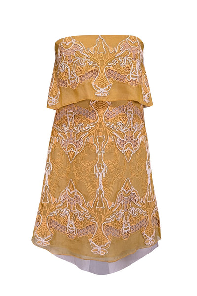 Current Boutique-BCBG Max Azria - Mustard Yellow w/White Embroidered Detail “Samantha”Dress Sz 2