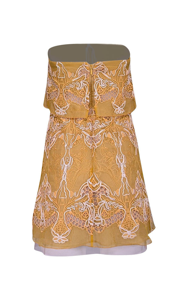 Current Boutique-BCBG Max Azria - Mustard Yellow w/White Embroidered Detail “Samantha”Dress Sz 2