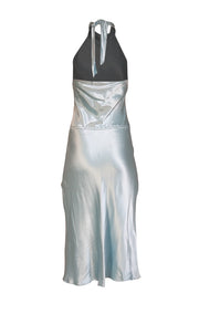 BCBG Max Azria - Light Blue Silk Halter Neck Dress Sz 8 - Current Boutique
