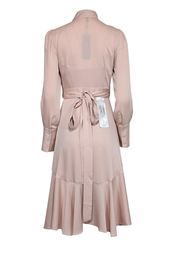 Current Boutique-BCBG Max Azria - Pink Long Sleeve Wrap Midi Dress Sz XXS