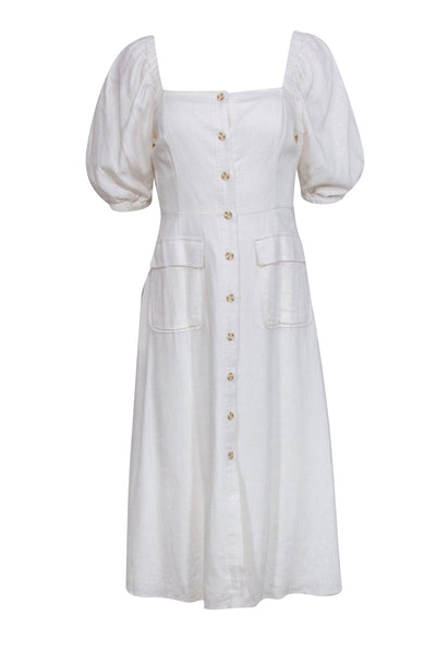 Current Boutique-BCBG Max Azria - Cream Button Front Midi Dress Sz 4