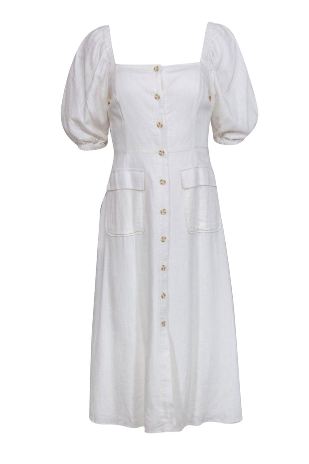 Current Boutique-BCBG Max Azria - Cream Button Front Midi Dress Sz 4