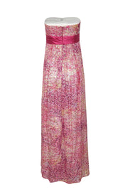 Current Boutique-BCBG Max Azria - Pink, Yellow & Purple Sparkly Floral Print Strapless Formal Dress Sz 4