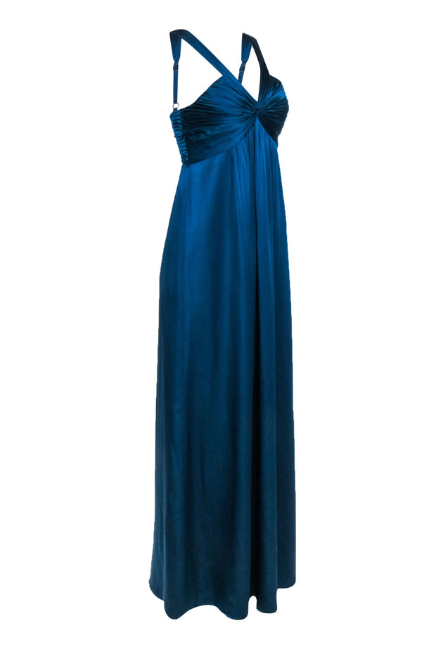 Current Boutique-BCBG Max Azria - Dark Teal Sleeveless Satin Formal Dress Sz 6