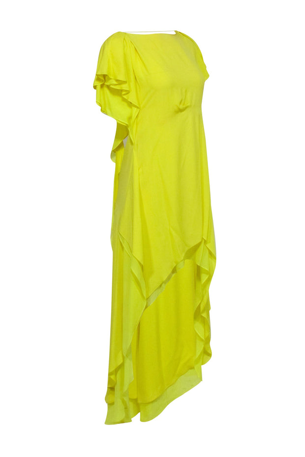 Current Boutique-BCBG Max Azria Runway - Yellow Short Sleeve Open Back Formal Dress Sz M