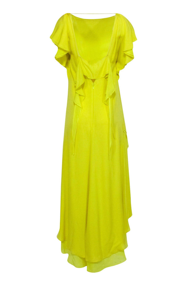 Current Boutique-BCBG Max Azria Runway - Yellow Short Sleeve Open Back Formal Dress Sz M