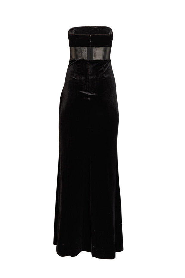 Current Boutique-BCBG Max Azria - Black Velvet Gown w/ Semi-Sheer Cutout Sz XXS