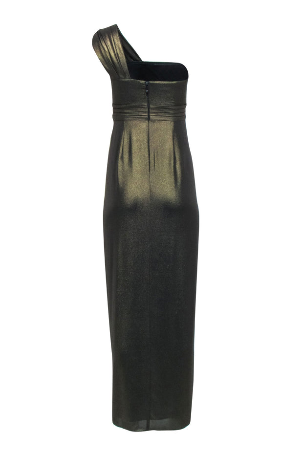 Current Boutique-BCBG Max Azria - Metallic Gold One Shoulder Gown w/ Front Slit Sz 2