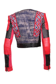 Current Boutique-BCBG Max Azria Runway - Red, Black, & Blue Embellished Jacket Sz S