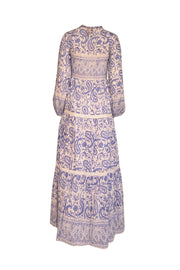 Current Boutique-Bell - Blue & White Paisley Print Lace Trimmed Maxi Dress Sz XS