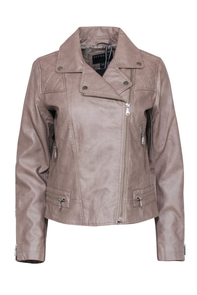 Current Boutique-Bernardo - Beige Quilted Detail Vegan Moto Leather Jacket Sz M