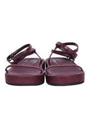 Current Boutique-Bettina Vermillon - Burgundy Textured Leather Strappy Sandals Sz 9