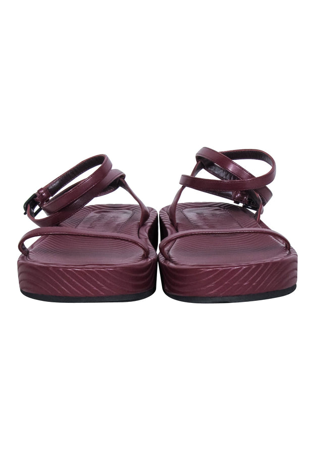 Current Boutique-Bettina Vermillon - Burgundy Textured Leather Strappy Sandals Sz 9